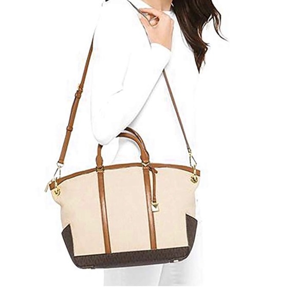Michael Kors Beckett Large Satchel (Natural/Acorn) - Picture 3 of 7